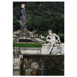 Cartolina Reggia di Caserta - Fontana di Cecere e fontana di Venere e Adone.