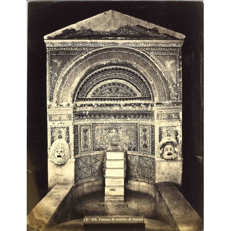 Fontana di mosaico di Pompei - Fotografia originale d`epoca fine `800