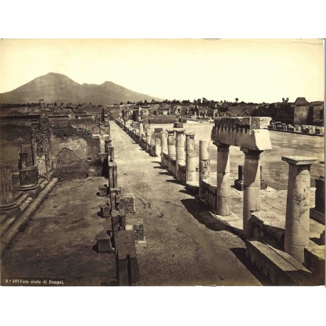 Foro civile di Pompei - Fotografia originale in albumina originale d`epoca, fine `800