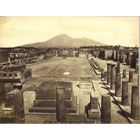 Veduta della Piazza col Foro civile di Pompei - Fotografia originale d`epoca, fine `800