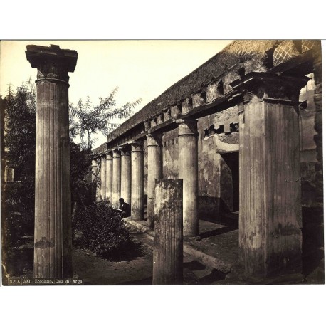Ercolano, Casa di Argo - Fotografia originale d`epoca di fine `800